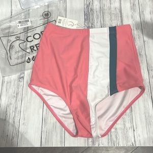 Striped High Rise Bikini Bottom
